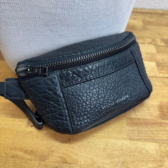 Status Anxiety Best Lies Black Bubble Leather Bum Bag Belt Bag - Picture 3 of 13